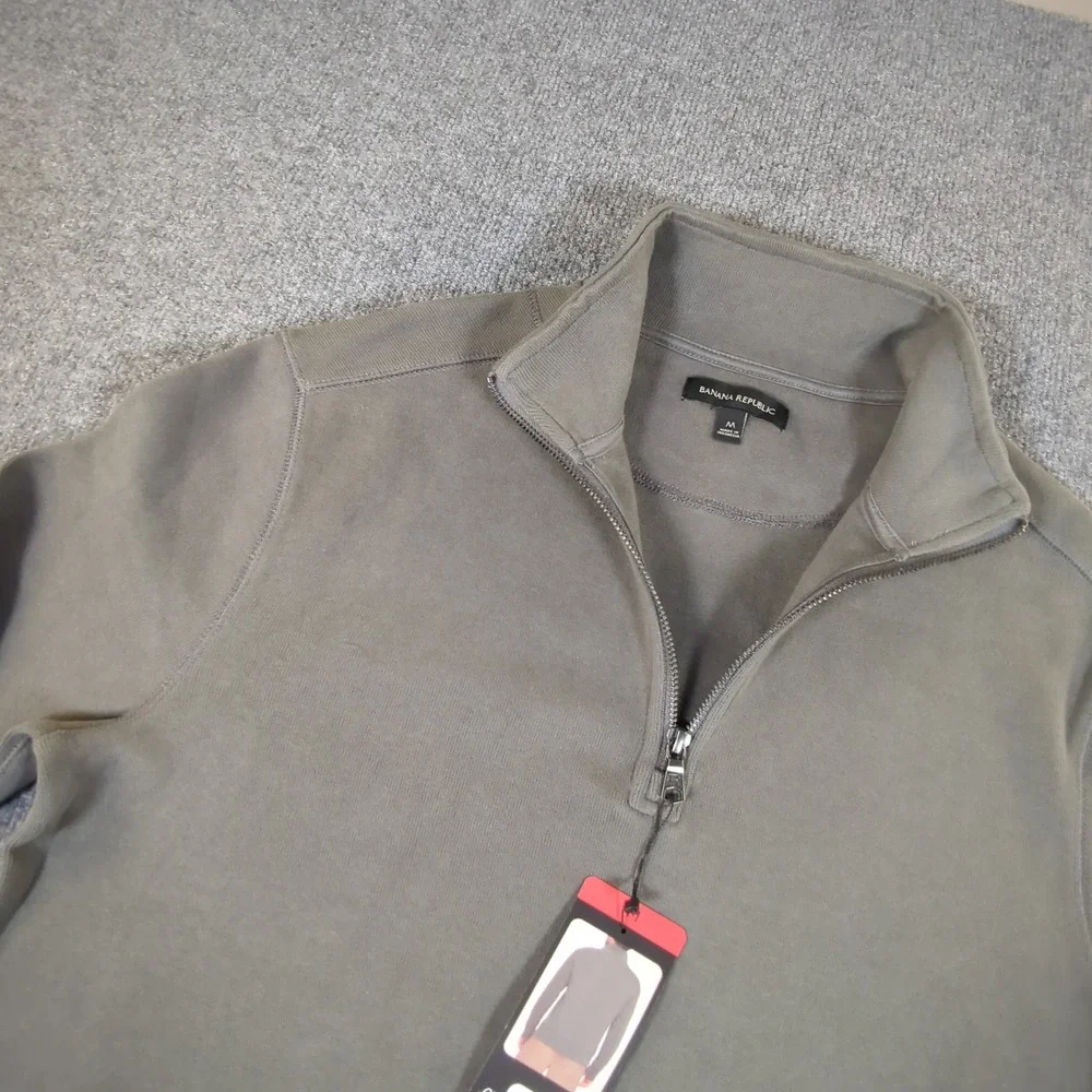 Banana Republic Men Quarter Zip Pullover Sweatshirt New Fleece Mock Neck M #2650